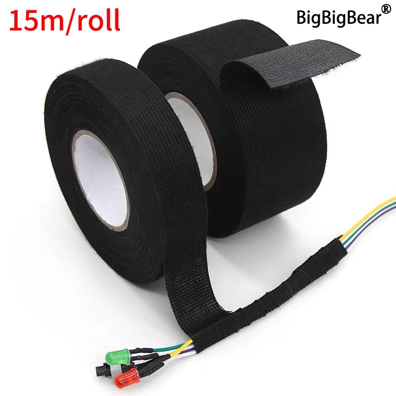 1/3/5 rulo ısıya dayanıklı yapıştırıcı kumaş bant 9-50mm için otomotiv kablosu bant demeti kablo demeti tezgah elektrik isı bantları