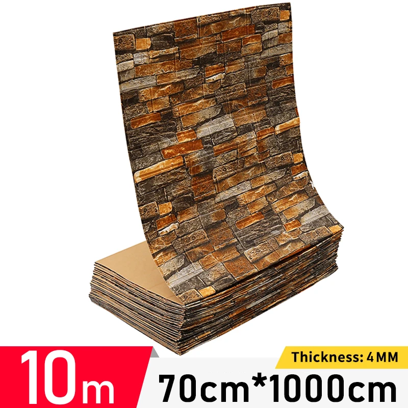 1/5/10m/rulo Retro 3D duvar Sticker imitasyon tuğla düzlem duvar Sticker mobilya çıkartmaları duvar oturma odası için duvar kağıdı mutfak