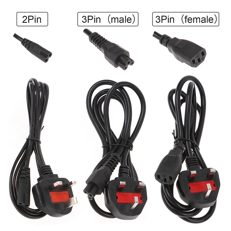 1.5m İngiltere tak güç kablosu 2Pin 3Pin güç uzatma kablosu Laptop için PC monitörü yazıcı 3D dizüstü TV İngiliz standart güç kablosu