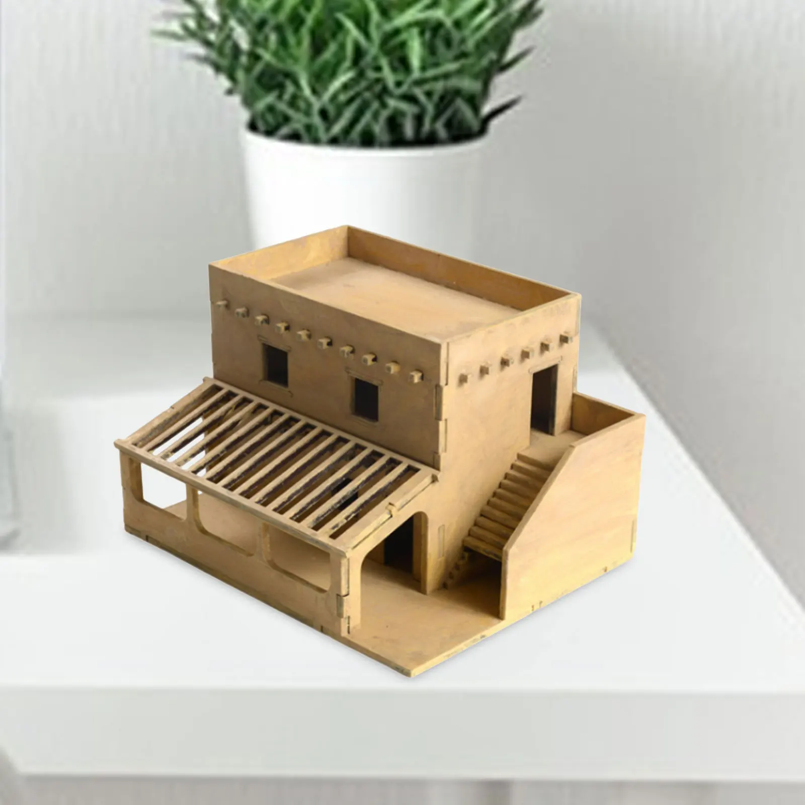 1/72 minyatür ahşap ev DIY boyama 3D bulmacalar düzeni sahne mimarlık sahne Diorama mikro manzara aksesuarı için - Görsel 2