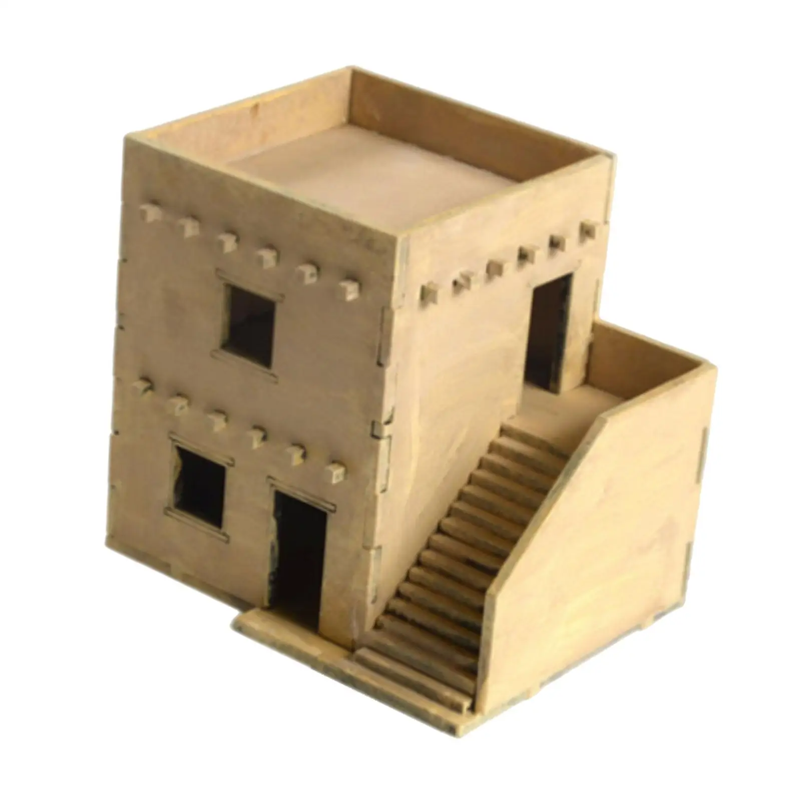 1/72 minyatür ahşap ev DIY boyama 3D bulmacalar düzeni sahne mimarlık sahne Diorama mikro manzara aksesuarı için - Görsel 4