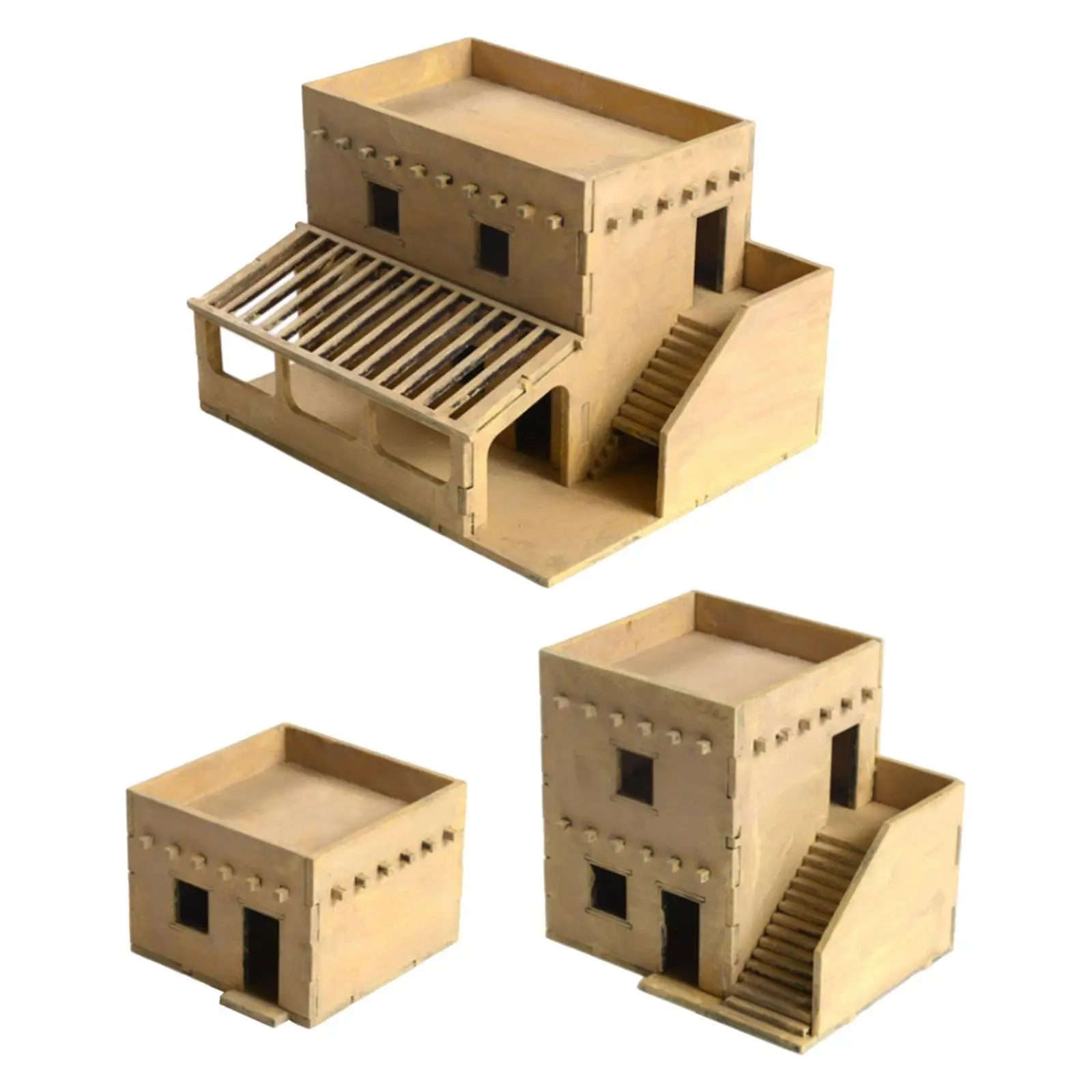 1/72 minyatür ahşap ev DIY boyama 3D bulmacalar düzeni sahne mimarlık sahne Diorama mikro manzara aksesuarı için - Görsel 6