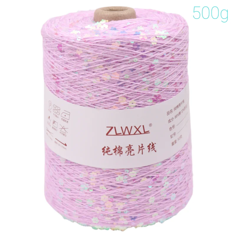 1-88 renk 500g /1500M 100% pamuk ipliği 6mm + 3mm özel pullu iplik DIY giysi aksesuarları Rag bebek örgü ipliği Knitting Knitting жа