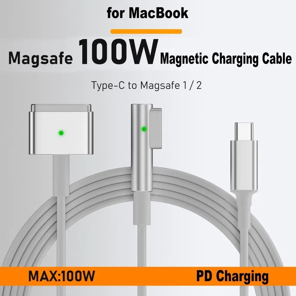 1.8M 100W USB tip-c Magsafe 1 2 PD şarj kablosu Magenetic çinko alaşım dizüstü yüksek hızlı kordon göstergesi için Macbook Air Pro