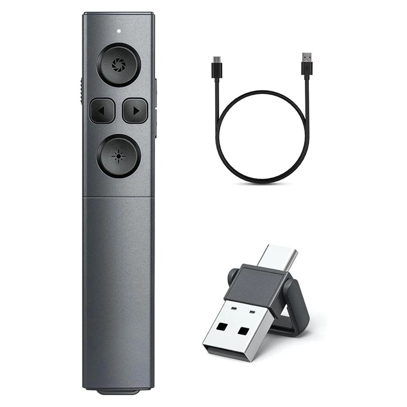 1 adet 2-In-1 USB tip C sunum Powerpoint şarj edilebilir kablosuz sunum uzaktan siyah Powerpoint Powerpoint sunumları için