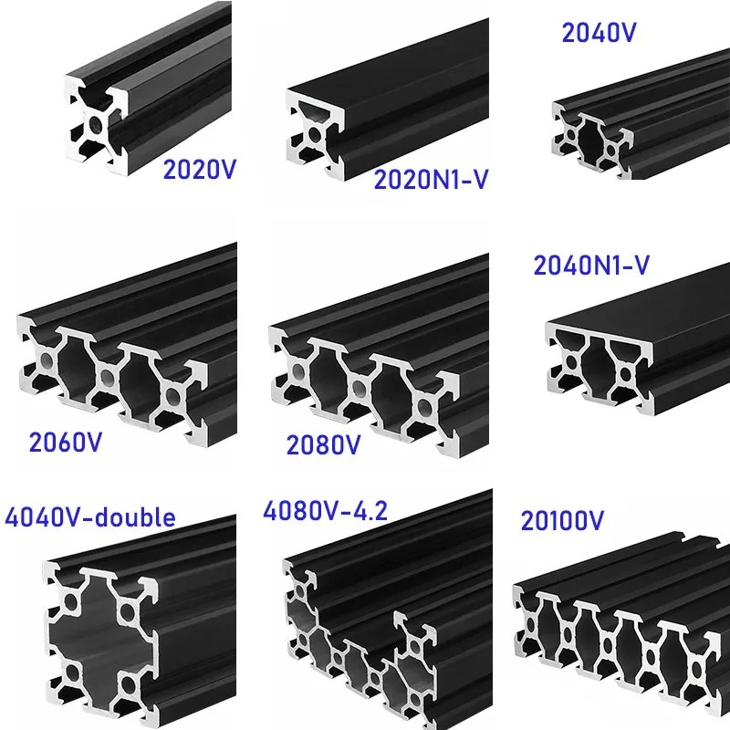 1 adet 2020 2020N1 2040 2040N1 2060 2080 4040 4080 20100 v-yuvası alüminyum profil ab standart DIY çerçeve anodize F CNC 3D yazıcı