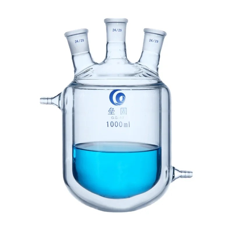 1 adet 50ml 100ml 150ml 250ml 500ml 1000ml çift katmanlı reaktör cam ceketli reaksiyon şişesi - Görsel 5