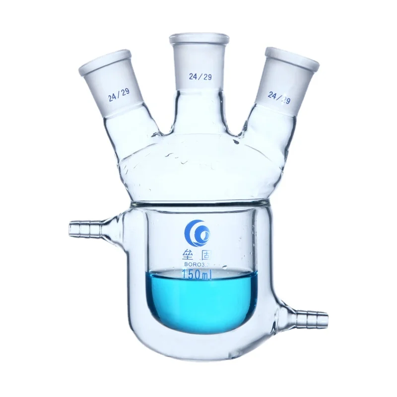 1 adet 50ml 100ml 150ml 250ml 500ml 1000ml çift katmanlı reaktör cam ceketli reaksiyon şişesi
