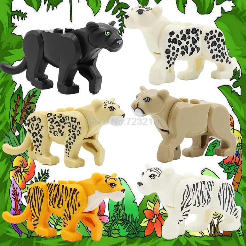 1 adet orman tema hayvan kaplan panter leopar inek Puma Concolor MOC Beast yapı taşları modeli tuğla oyuncaklar pgtoys