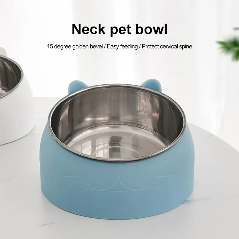 1 adet paslanmaz çelik kedi güzel yaratıcı eğimli yavru yavru gıda besleme kaseler kediler içme besleyici Pet köpekler kediler besleyici