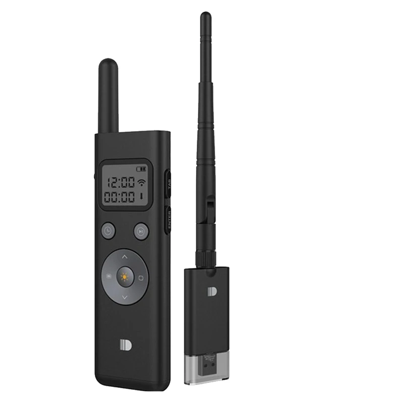 1 takım kablosuz Powerpoint sunum PPT Pointer Presenter sunum yeşil ışık RF uzaktan kumanda 300M mesafe LCD ekran