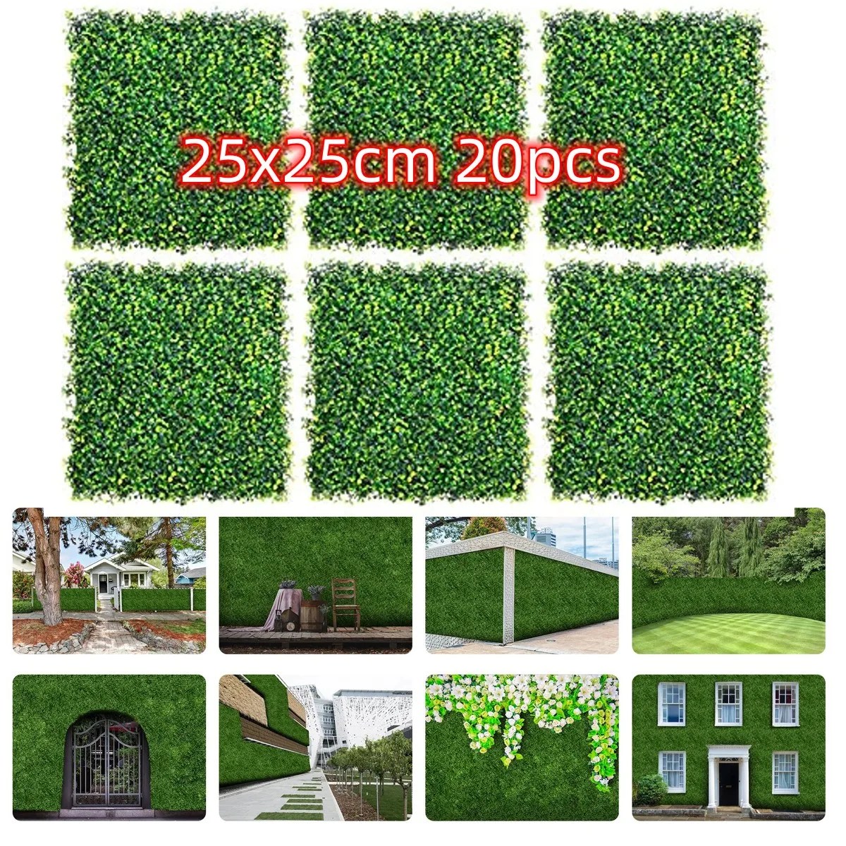 10/20 adet yapay şimşir panelleri çiçekler Topiary çit bitki 25x25cm UV korumalı yeşillik duvar çim duvar paneli