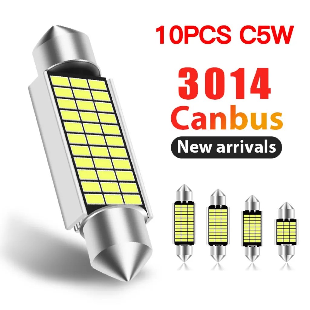 10 adet C5w LED Festoon Dome 3014 LED CANBUS hiçbir hata ücretsiz 31mm 36mm 39mm 41mm araç İç okuma lambaları park işık