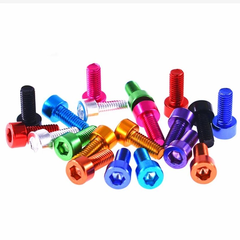 10 adet DIN912 alüminyum vida M3 M4 M5 M6 anodize renkli alüminyum hex altıgen soket kapağı kafa makinesi cıvatalar