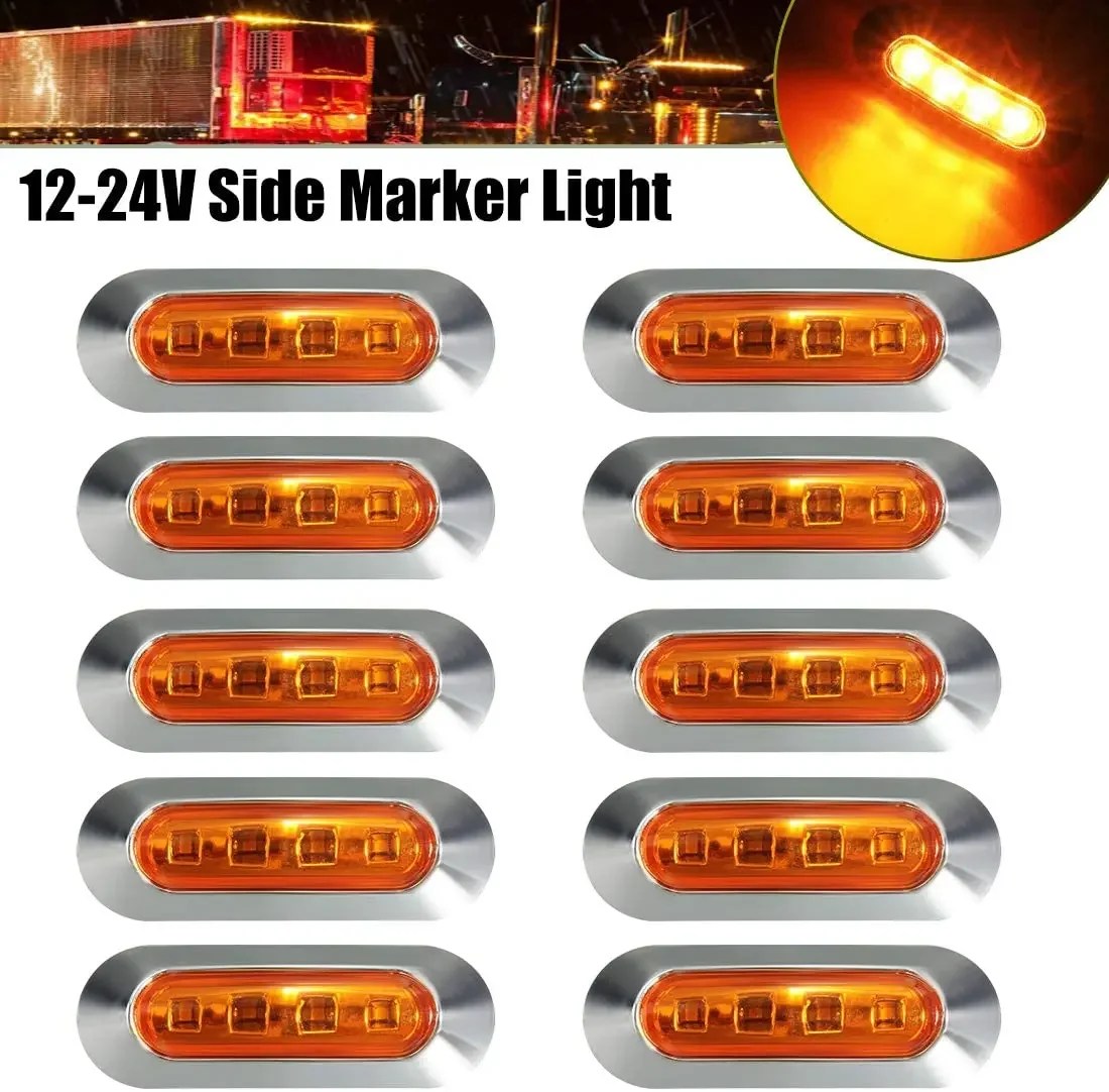 10 adet LED Side Marker gösterge ışıkları ön arka kuyruk gümrükleme lambası DC 12V-24V evrensel ışık otobüs kamyon için kamyon römork