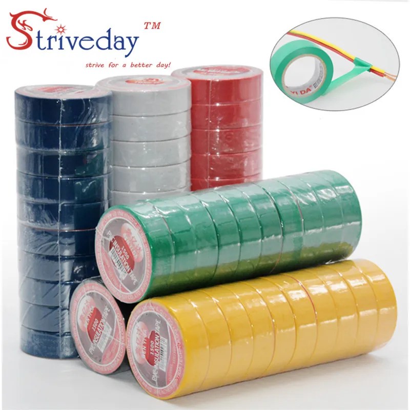 10 adet/grup Elektrik Bandı Yüksek Sıcaklık Yalıtım bandı Su Geçirmez PVC Bantlar DIY 6 renkler mevcut