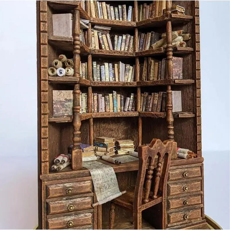 10 inç defne kütüphane minyatür gotik kitaplık yaratıcı süs şık kitap Nook sahte kitaplar kitaplık odası dekorasyon hediye - Görsel 4