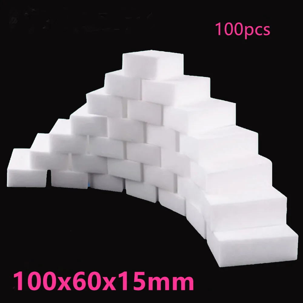 100 adet/grup melamin sünger sihirli sünger silgi mutfak ofis banyo melamin temizleyici temizlik sünger 100X60X15MM
