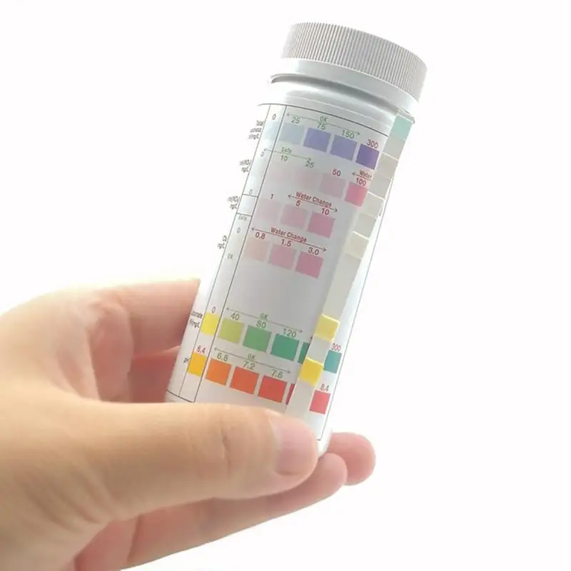 100 adet nitrit nitrat klor PH Test cihazı şeritler 6-in-1 akvaryum balık tankı su kalitesi testi şerit kiti su Test cihazı kağıt