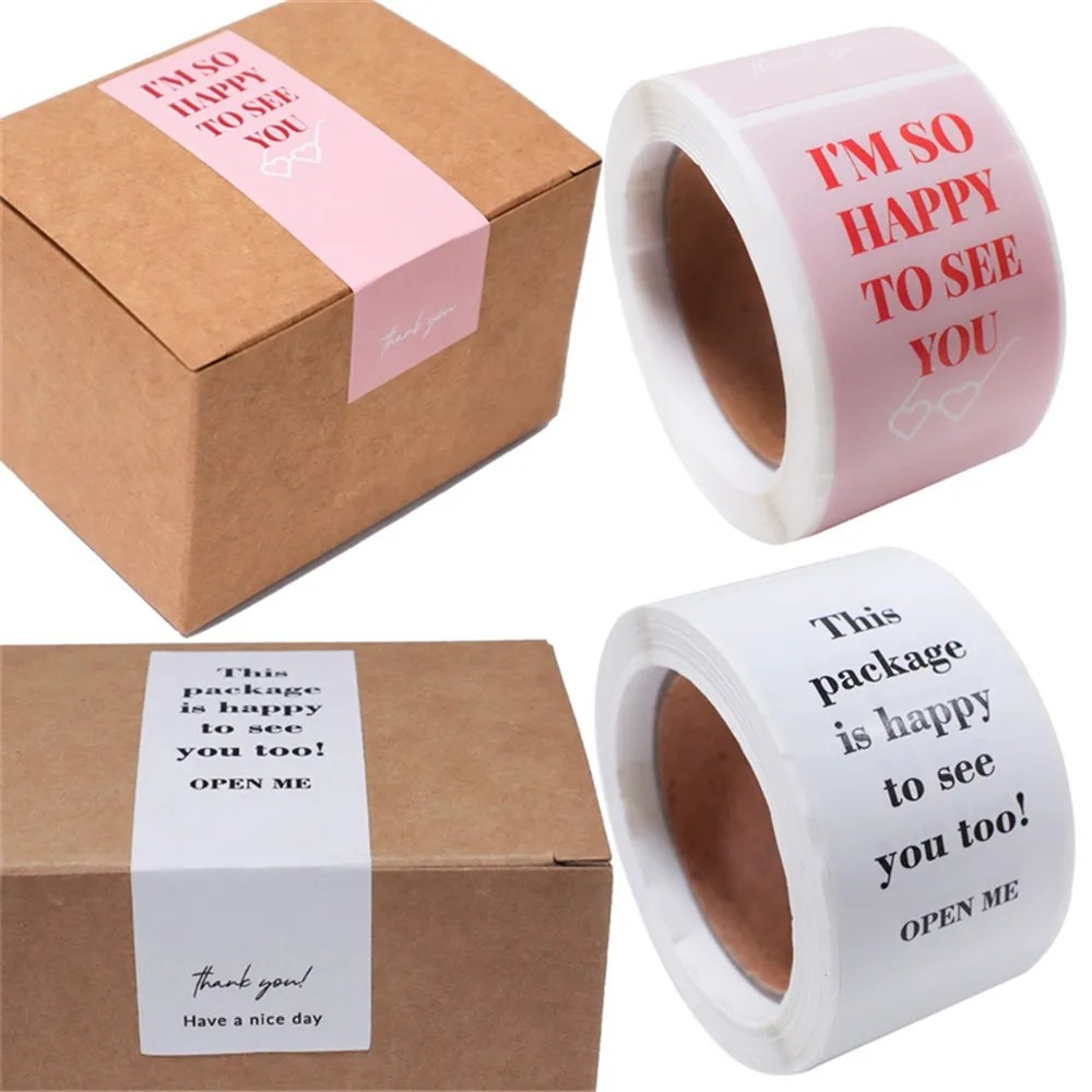 100 adet/rulo teşekkür ederim etiket mühür etiketleri küçük iş hediye dekor Sticker paketi etiket bu paket mutlu görmek için size çok