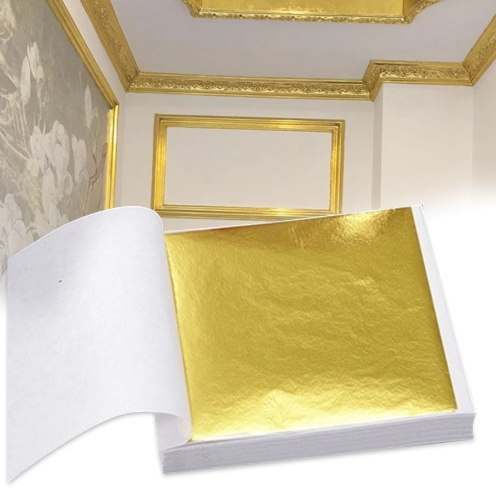 100pcs9x9cm sanat zanaat tasarım yaprak kağıt pratik saf parlak altın gümüş gül altın yaprak yaldız DIY zanaat parti dekorasyon