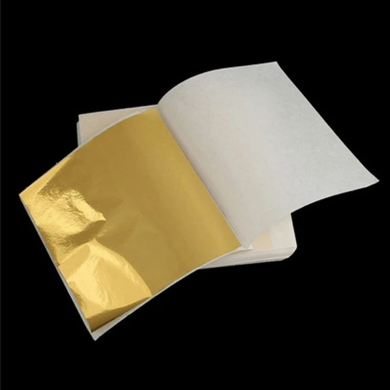 100pcs9x9cm sanat zanaat tasarım yaprak kağıt pratik saf parlak altın gümüş gül altın yaprak yaldız DIY zanaat parti dekorasyon