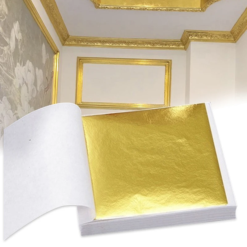100pcs9x9cm sanat zanaat tasarım yaprak kağıt pratik saf parlak altın gümüş gül altın yaprak yaldız DIY zanaat parti dekorasyon
