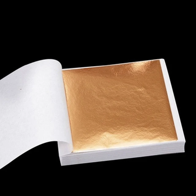 100pcs9x9cm sanat zanaat tasarım yaprak kağıt pratik saf parlak altın gümüş gül altın yaprak yaldız DIY zanaat parti dekorasyon