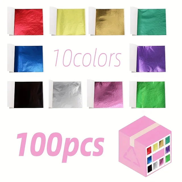 100pcs9x9cm sanat zanaat tasarım yaprak kağıt pratik saf parlak altın gümüş gül altın yaprak yaldız DIY zanaat parti dekorasyon