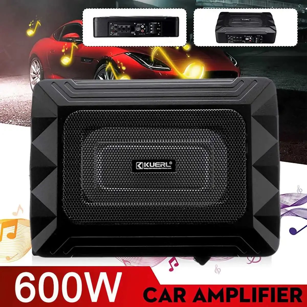 12V 600W araba aktif Subwoofer ses hoparlör amplifikatör Ultra ince Subwoofer bas amplifikatör oto Surround ses araba ses sistemi