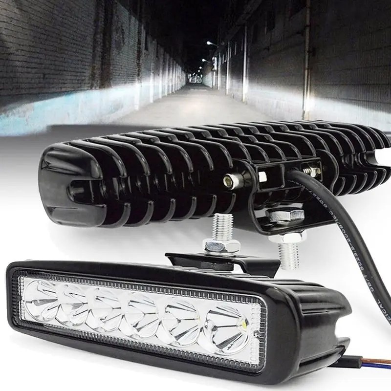 18w 6 LED araba çalışma ışığı yüksek parlak spot evrensel Offroad otomobil kamyon sürüş sis farları DRL sürüş lambası 12V