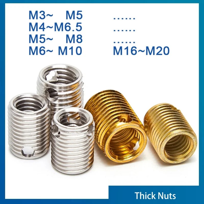 2/ 10/ 20 adet galvanizli karbon çelik/paslanmaz çelik konu onarım üçlü delik ekleme kendinden dokunarak burç M3 M4 M5 M6 M8 ~ M16
