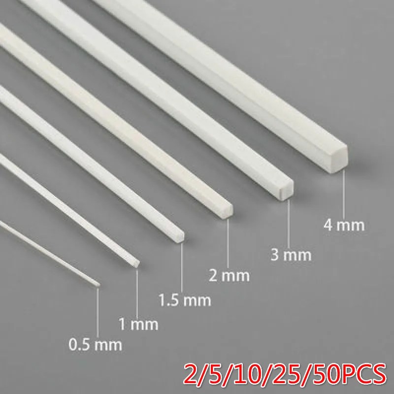 2/5/10/25/50 adet mimarlık modeli yapımı için ABS beyaz kare plastik çubuk sopa modeli malzeme DIY aksesuarları kesme malzemeleri