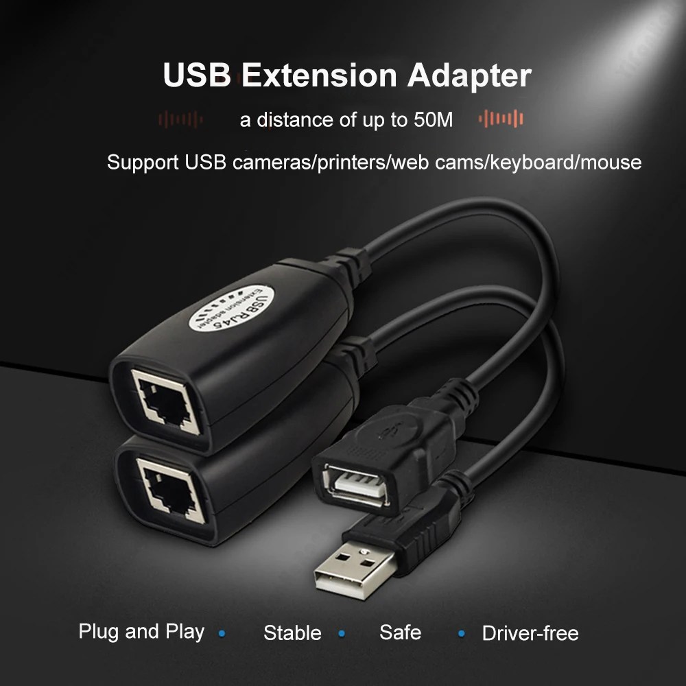 2 adet USB UTP genişletici adaptörü üzerinden tek RJ45 Ethernet CAT5E 6 kablo kadar 150ft Lan ağ Ethernet tekrarlayıcı kablo