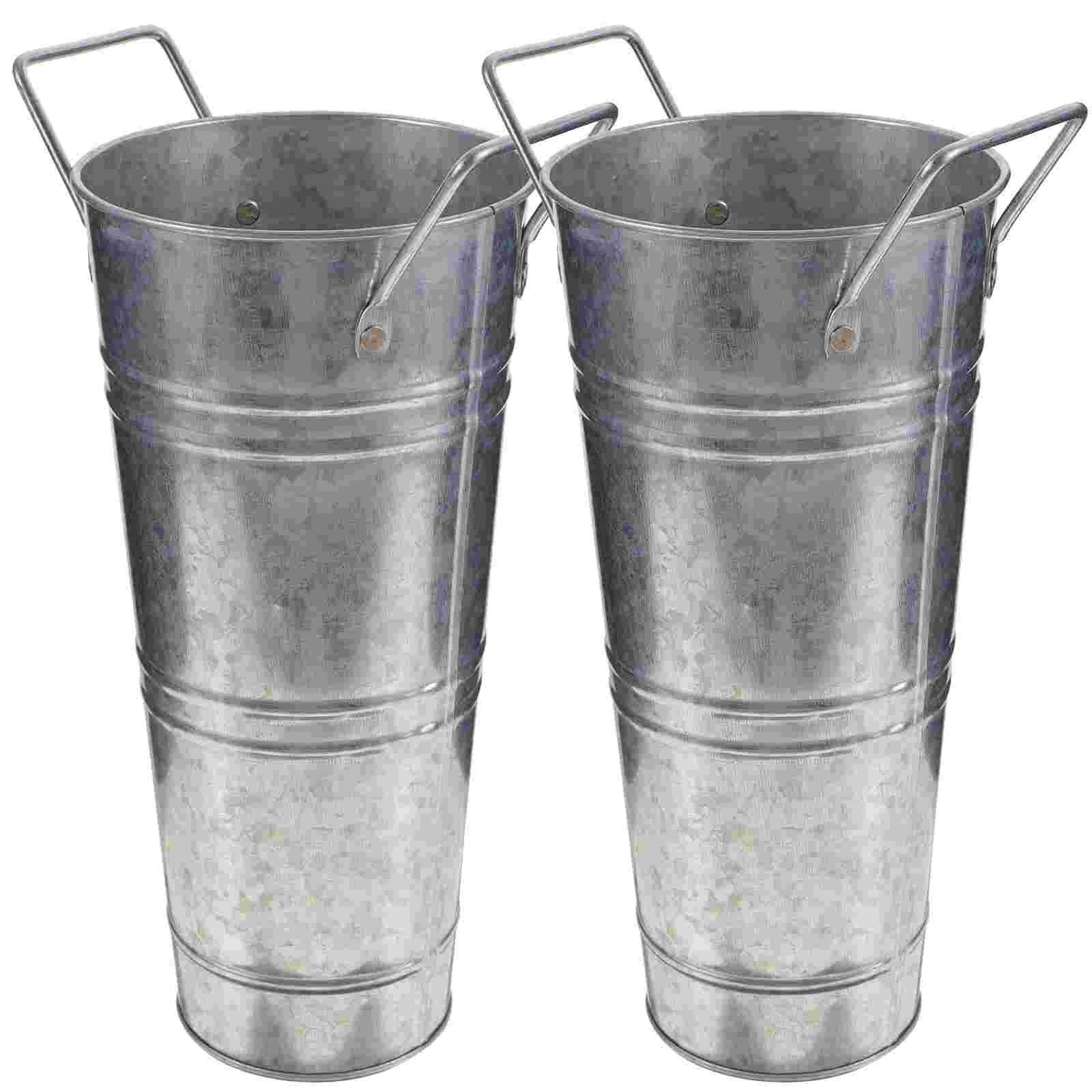 2 adet bira varil ülke ev dekor vazo çiçekler Metal kova demir düğün Retro büyük galvanizli rustik düzenleme