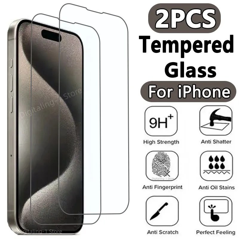 2 adet temperli cam IPhone 14 13 12 11 Pro Max ekran koruyucu IPhone 12Mini 13Mini 7 8 15 artı SE X XS XR 14Pro cam
