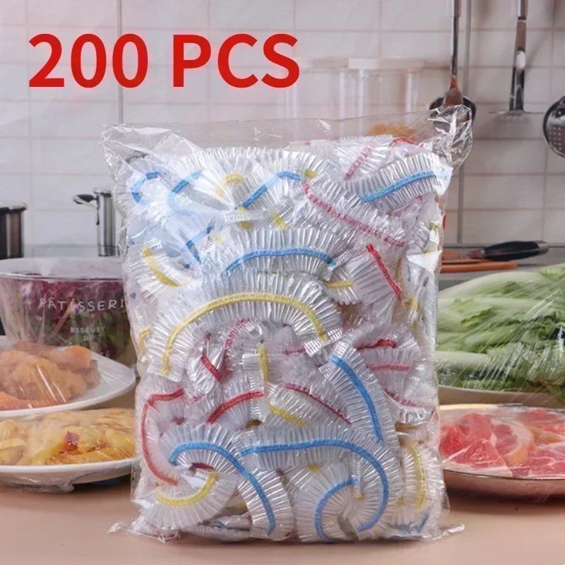 200 adet Saran Wrap renkli tek kullanımlık yemek örtüsü gıda sınıfı taze tutma plastik torba mutfak buzdolabı aksesuarları