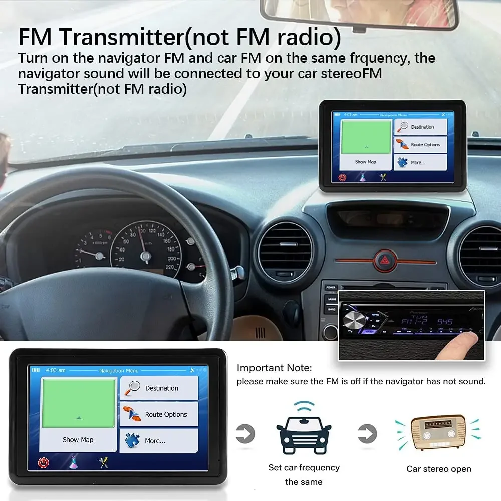2024 5 inç dokunmatik ekran yüksek çözünürlüklü araba GPS navigasyon TFT 3D modu uydu navigasyon 8GB 256MB GPS navigasyon