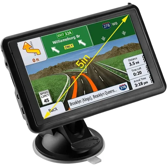 2024 5 inç dokunmatik ekran yüksek çözünürlüklü araba GPS navigasyon TFT 3D modu uydu navigasyon 8GB 256MB GPS navigasyon
