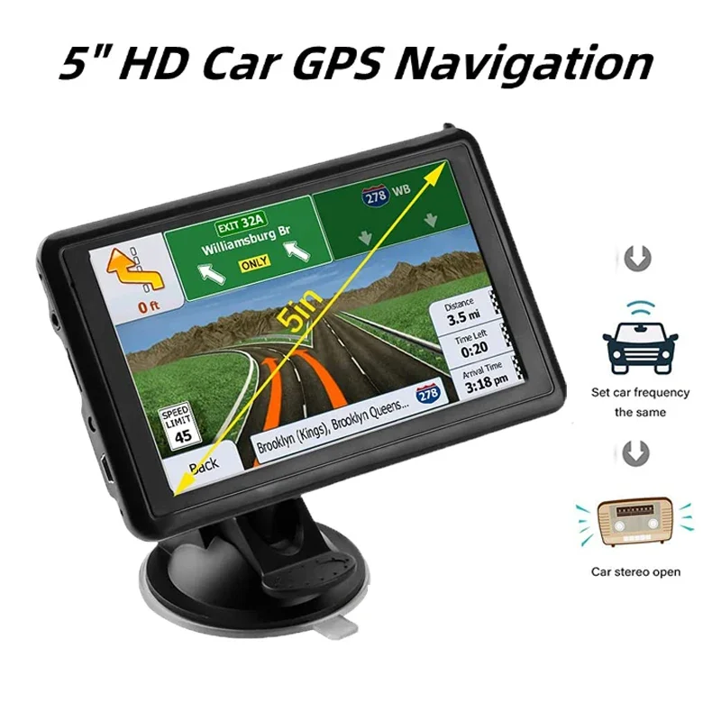 2024 5 inç dokunmatik ekran yüksek çözünürlüklü araba GPS navigasyon TFT 3D modu uydu navigasyon 8GB 256MB GPS navigasyon