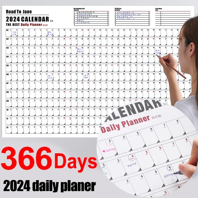 2024 duvar asılı takvim günlük planlayıcısı büyük 366 gün sac Memo Pad yapmak listesi gündem programı yetişkin çocuk eğitici oyuncaklar