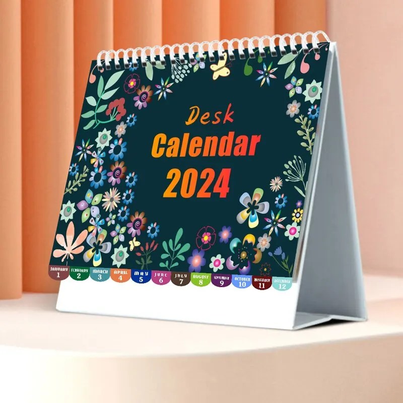 2024 yeni yıl 12 ay masa takvimi bobin takvimi listesi yapmak için aylık günlük planlayıcısı gündem organizatör sevimli ofis malzemeleri