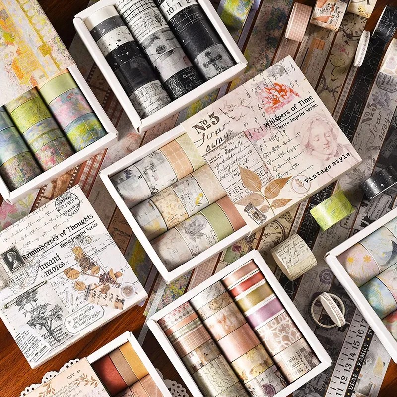 20rolls Washi bant çıkartmalar Diy dekoratif Washie Vintage peyzaj Watercolour Scrapbooking maskeleme bantları okul malzemeleri