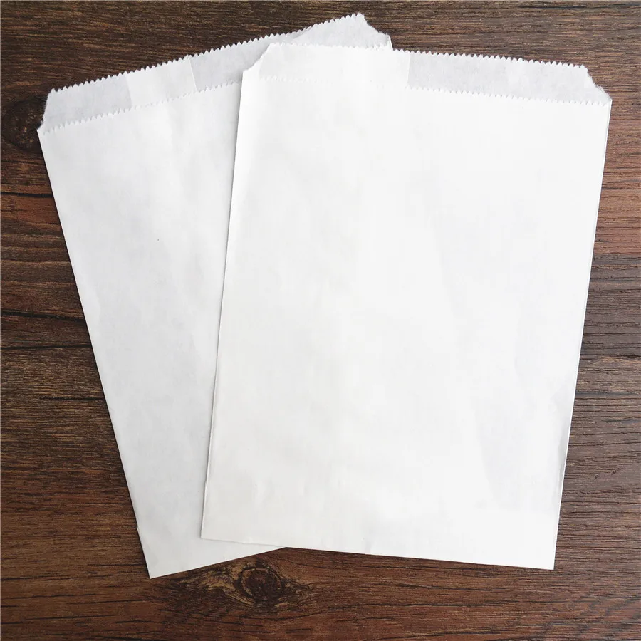 25/100pc el yapımı DIY şeker hediye çantası 5x7in tam kraft beyaz tarzı tedavi kraft el işi kağıdı patlamış mısır gıda güvenli parti Favor pişirme poşetleri