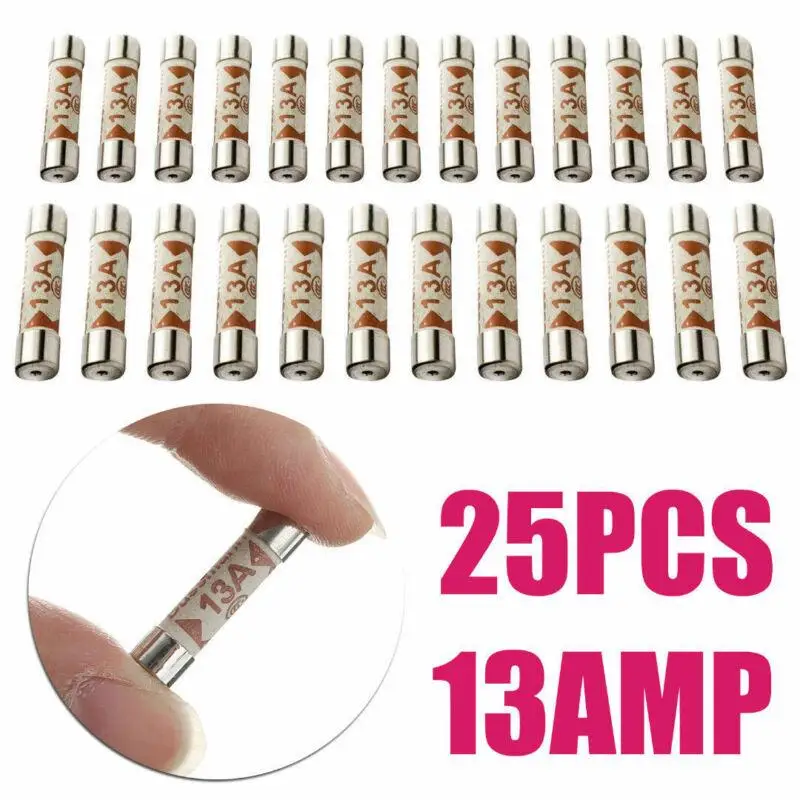 25 adet 3A/5A/10A/13A/20A ev sigorta fiş ev İngiliz güç kaynağı 13amp isyan seramik fiş sigorta
