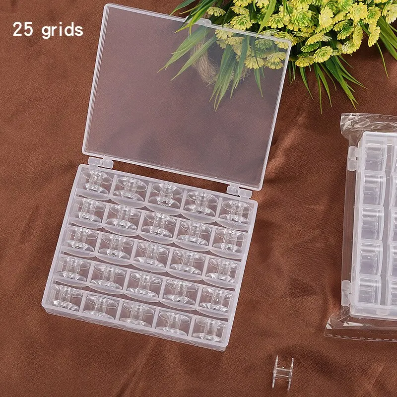 25 adet ev dikiş makinesi alt iplik bobin seti dikiş aksesuarları temizle plastik makaralar saklama kutusu ile Brother janjans