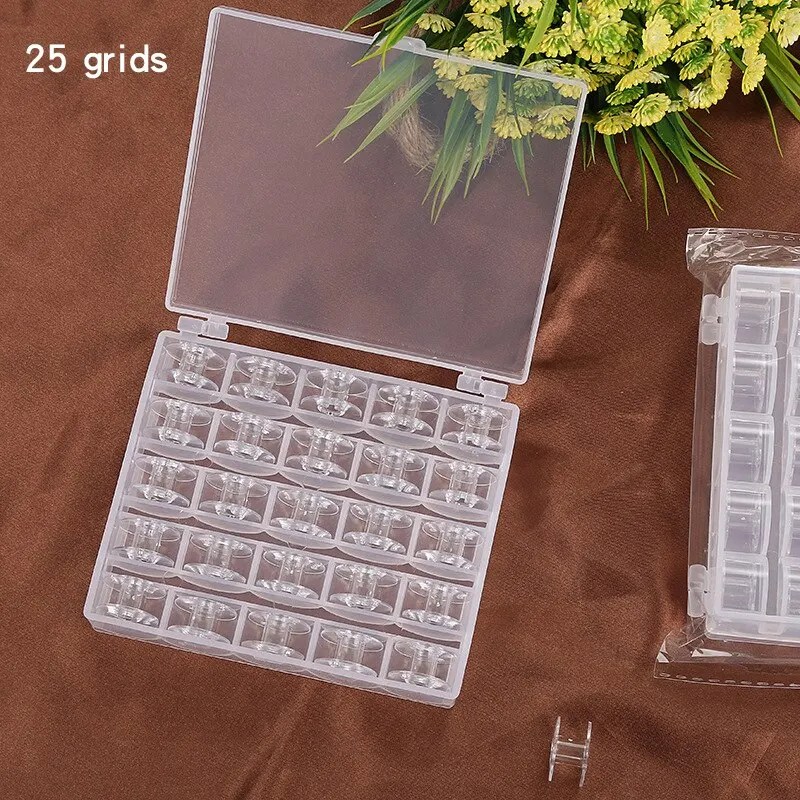 25 adet ev dikiş makinesi alt iplik bobin seti dikiş aksesuarları temizle plastik makaralar saklama kutusu ile Brother janjans