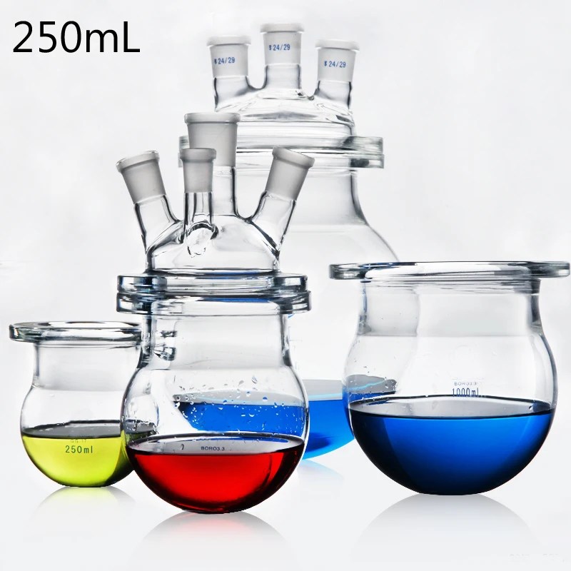 250mL üç ve dört ay laboratuvar cam reaktör reaksiyon flask su ısıtıcısı kimya laboratuvar reaksiyonu hala gemi