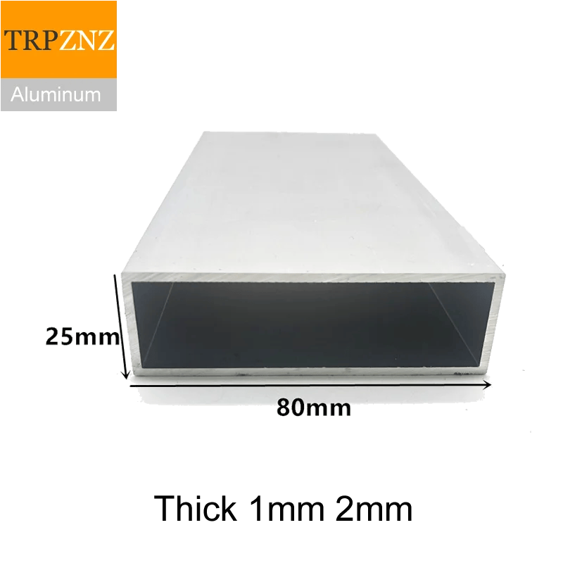 25x80mm kalınlığında 1mm2mm dikdörtgen alüminyum boru profili dekorasyon için 6063 alüminyum kare boru alüminyum profil - Görsel 1