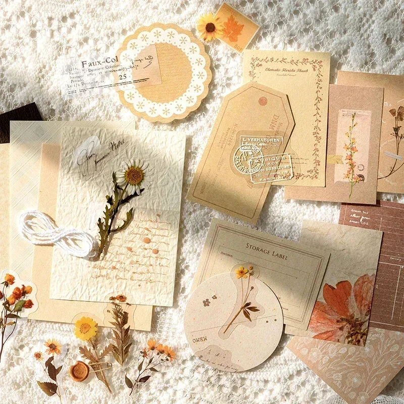 29 adet Retro etiket çiçek doku Mix malzeme kağıt önemsiz dergisi planlayıcısı Scrapbooking Vintage el yapımı dekor DIY zanaat
